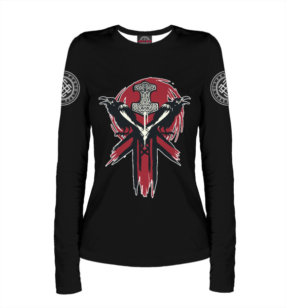 Женский лонгслив с притом Славяне цвета Белый Женский лонгслив с изображением Славяне цвета Белый