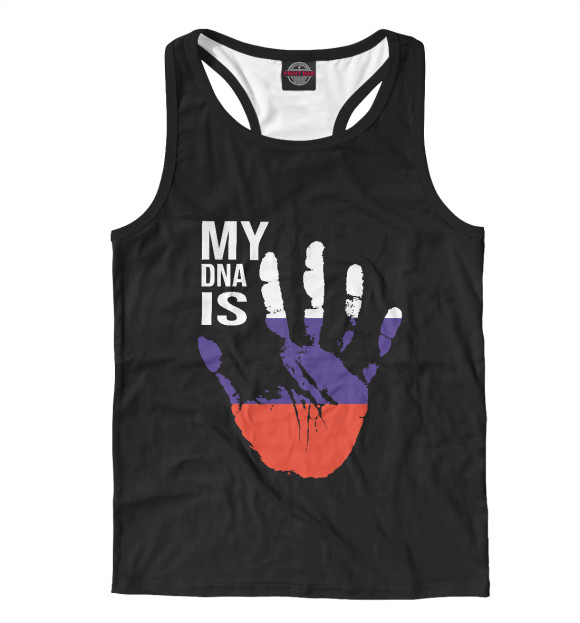 Мужская майка-борцовка с изображением Россия в ДНК цвета Белый