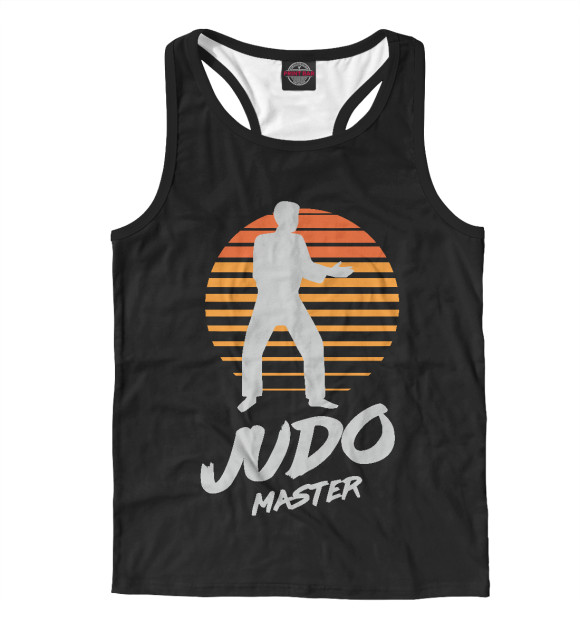 Мужская майка-борцовка с притом Мастер Дзюдо цвета Белый Мужская майка-борцовка с изображением Мастер Дзюдо цвета Белый