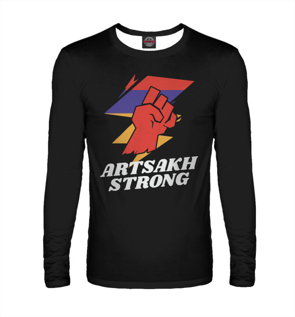 Мужской лонгслив с изображением Artsakh Strong цвета Белый
