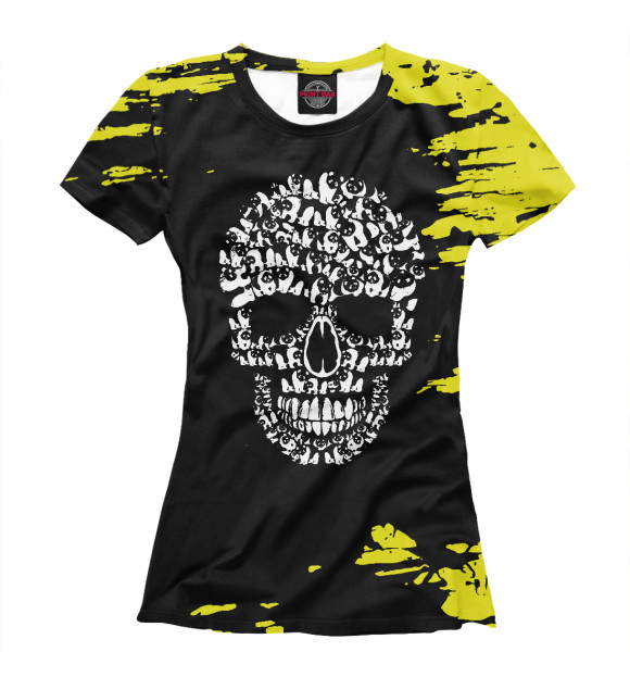 Женская футболка с изображением Halloween Panda Bear Skull цвета Белый