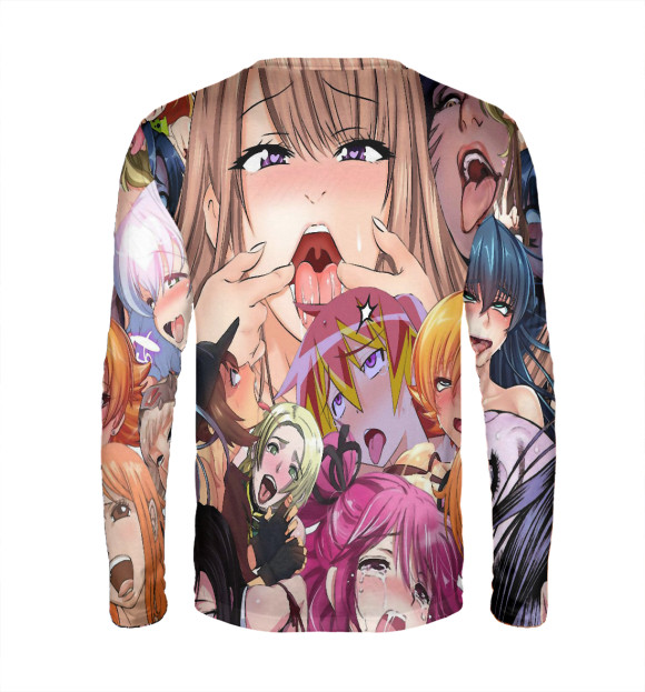 Мужской лонгслив с изображением Ahegao | Ахэгао цвета Белый