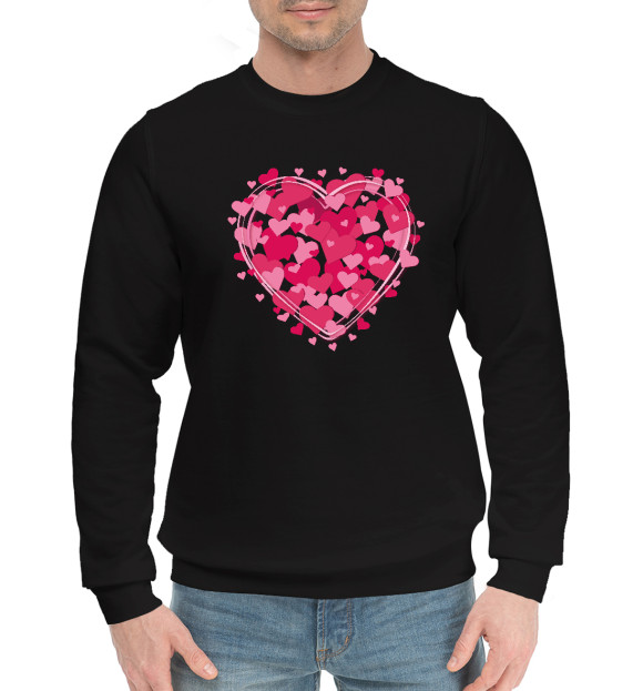 Мужской хлопковый свитшот с изображением Сердце в сердце цвета Черный