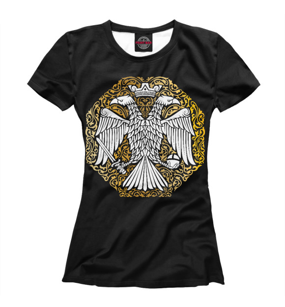 Женская футболка с изображением Византийский двуглавый орёл цвета Белый