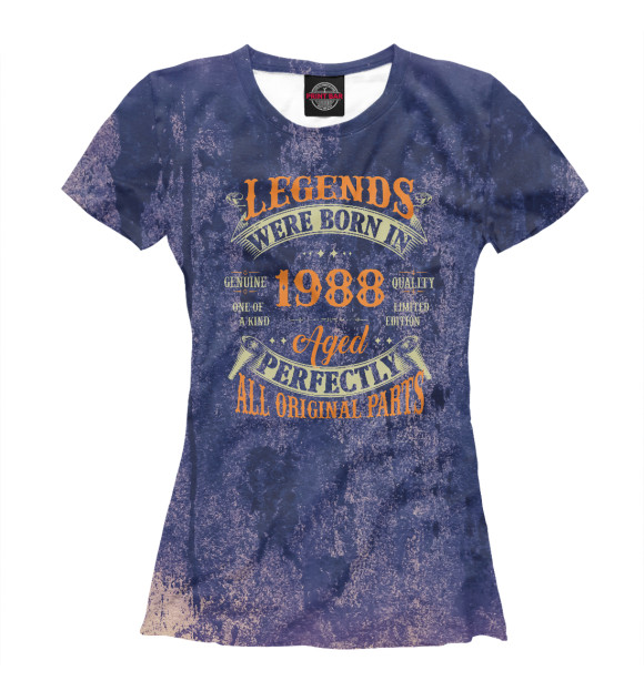Футболка для девочек с изображением Legends Vintage 1988 цвета Белый
