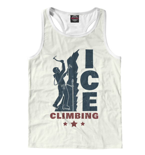 Мужская майка-борцовка с изображением Альпинист цвета Белый