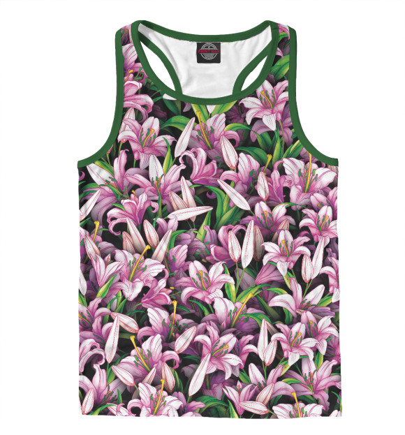 Мужская майка-борцовка с изображением Лилии цветут цвета Белый