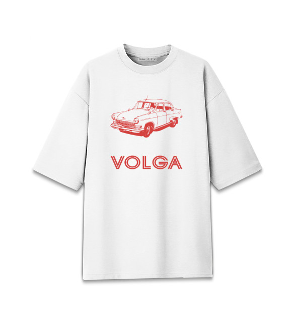 Женская футболка оверсайз с изображением VOLGA цвета Белый