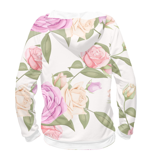 Женское худи с изображением Rose pattern цвета Белый