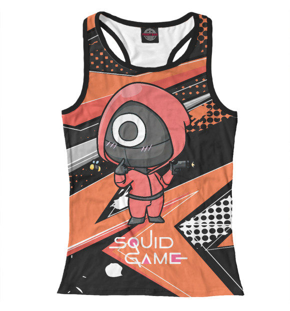 Женская майка-борцовка с изображением Игра в кальмара цвета Белый