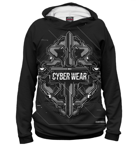 Мужское худи с изображением Cyber Wear цвета Белый