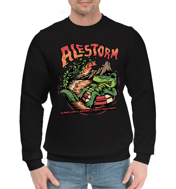 Мужской хлопковый свитшот с изображением Alestorm цвета Черный