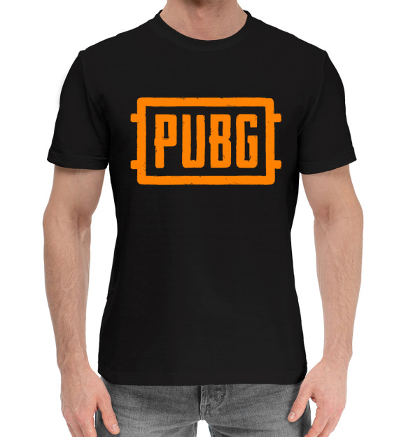 Мужская хлопковая футболка с изображением PUBG цвета Черный