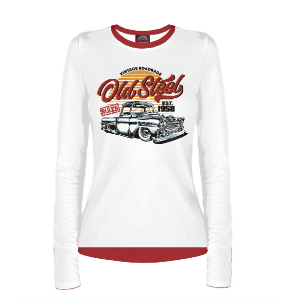 Женский лонгслив с изображением Old car - vintage roadrage цвета Белый