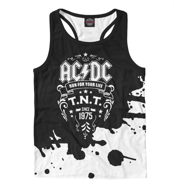 Мужская майка-борцовка с изображением AC/DC цвета Белый