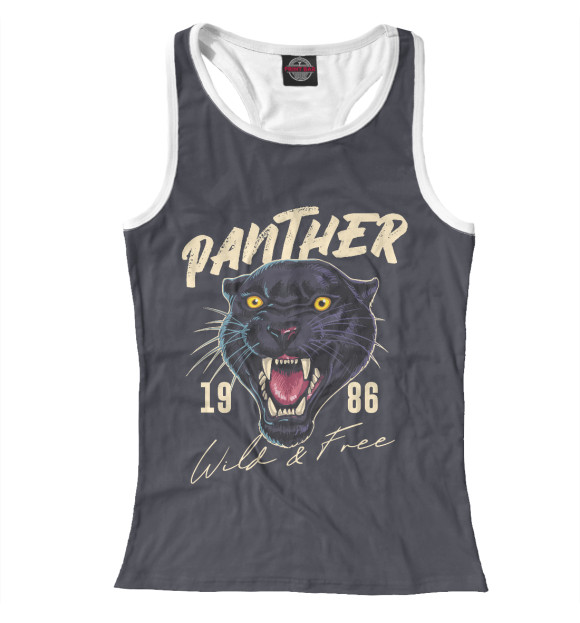 Женская майка-борцовка с изображением Пантера цвета Белый