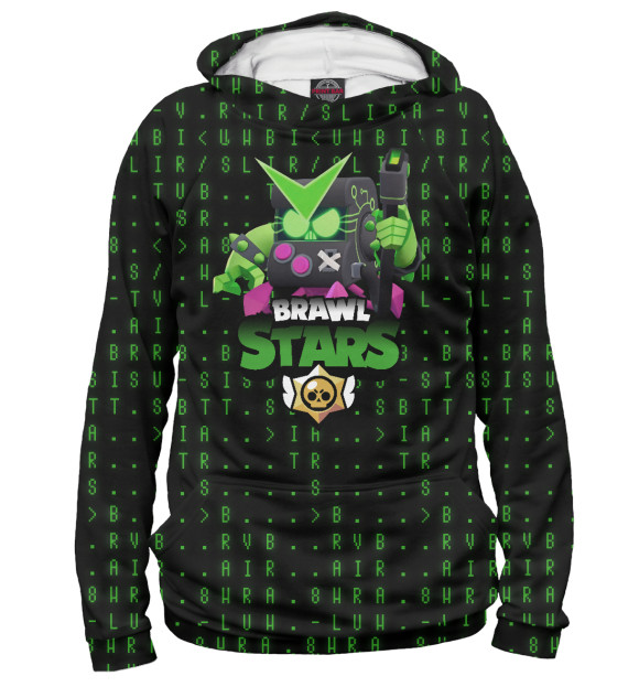 Женское худи с изображением Brawl Stars Virus 8-Bit цвета Белый