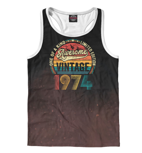 Мужская майка-борцовка с изображением Vintage 1974 цвета Белый