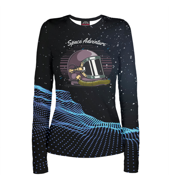 Женский лонгслив с изображением Космические приключения цвета Белый