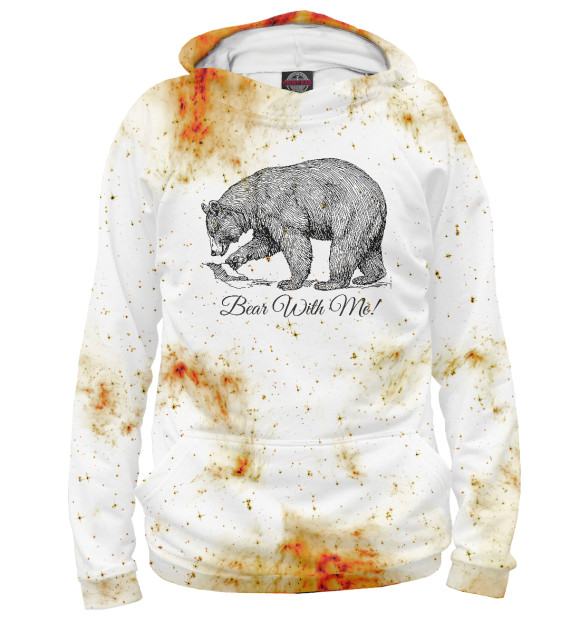 Мужское худи с изображением Wild Bear цвета Белый