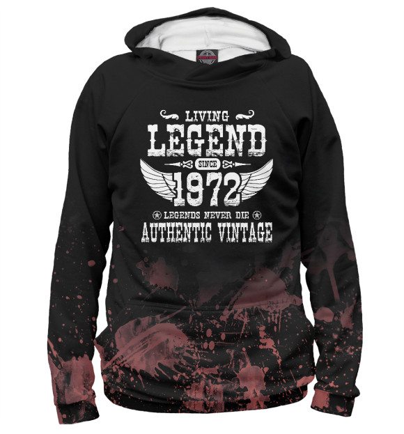 Женское худи с изображением LIVING LEGEND SINCE 1972 цвета Белый