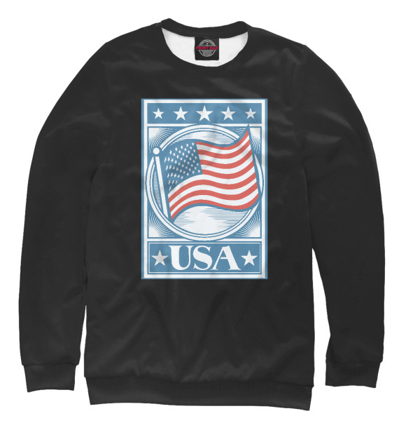 Женский свитшот с изображением Flag USA (stars) цвета Белый