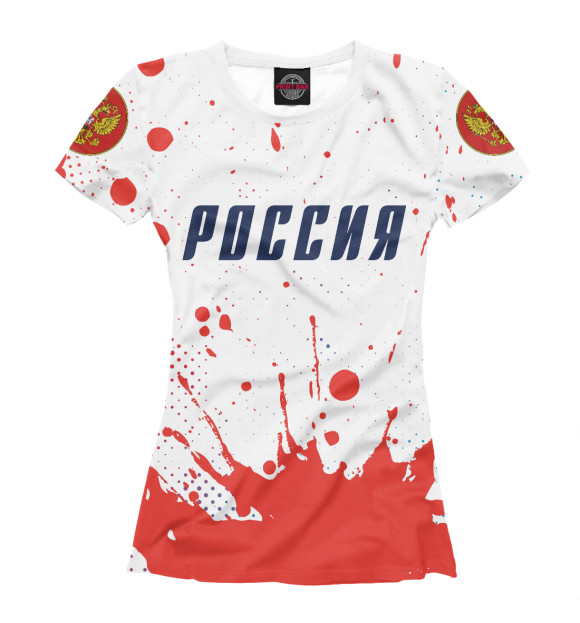 Футболка для девочек с изображением Россия Sport - Герб цвета Белый