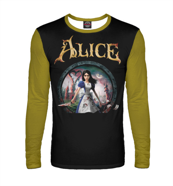 Мужской лонгслив с изображением Alice madness returns цвета Белый