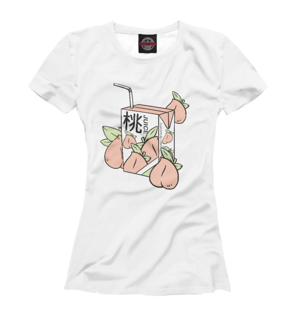 Футболка для девочек с изображением Japanese peach juice цвета Белый