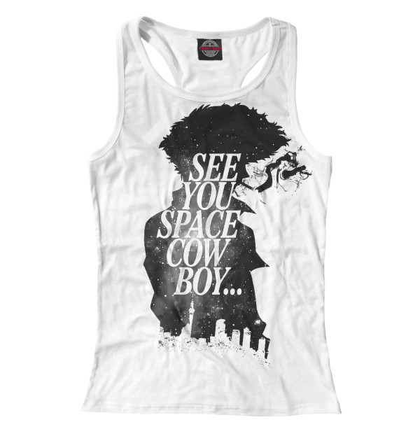 Женская майка-борцовка с изображением Ковбой Бибоп цвета Белый