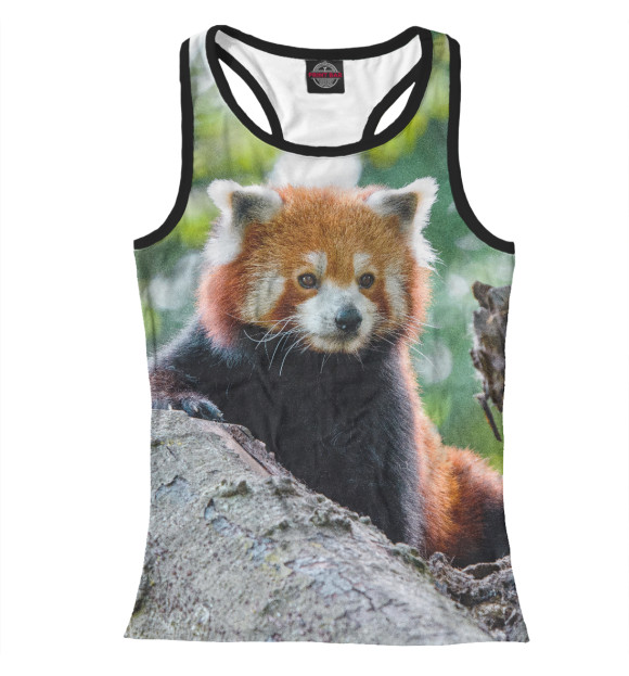 Женская майка-борцовка с изображением Красная панда цвета Белый