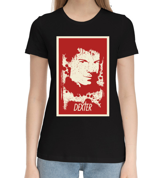 Женская хлопковая футболка с изображением Dexter цвета Черный