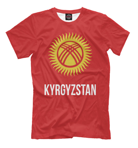 Мужская футболка с изображением Киргизстан цвета Белый