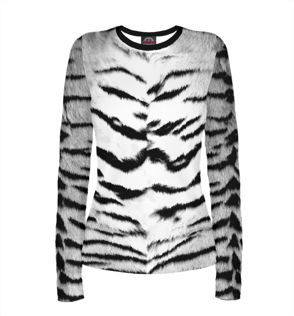 Женский лонгслив с изображением Тигровая цвета Белый