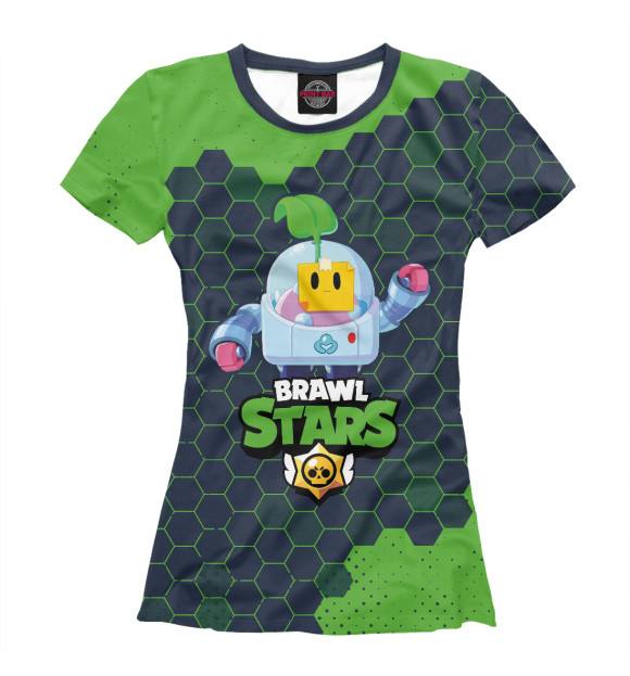 Футболка для девочек с изображением Brawl Stars Sprout (Бравл Старс) цвета Белый