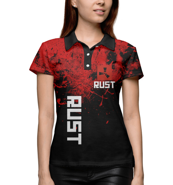 Женское поло с притом RUST | РАСТ цвета Белый Женское поло с изображением RUST | РАСТ цвета Белый