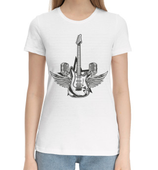 Хлопковая футболка для девочек Гитара с крыльями