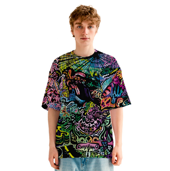 Мужская футболка оверсайз с изображением Abstract pattern цвета Белый