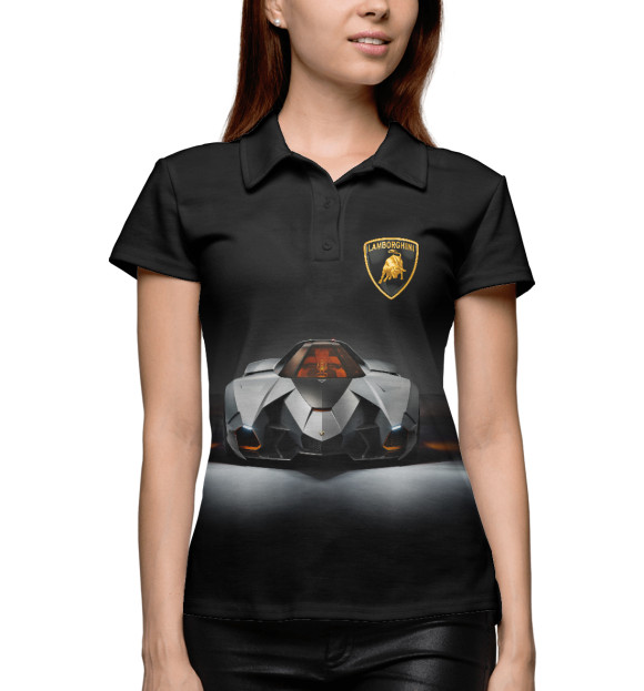 Женское поло с изображением Lamborghini Egoista цвета Белый