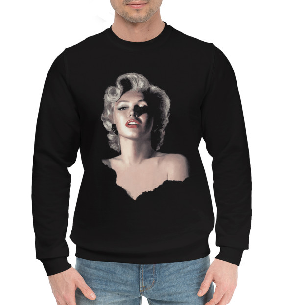 Мужской хлопковый свитшот с изображением Luscious Marilyn цвета Черный