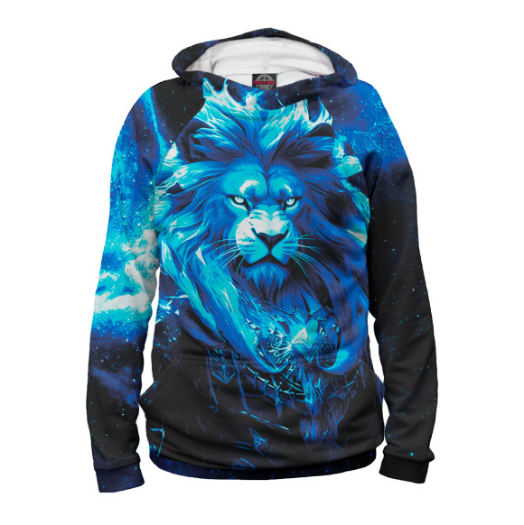 Мужское худи с изображением Лев цвета Белый