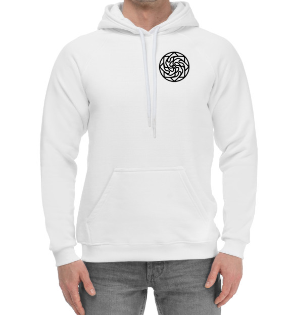 Мужской хлопковый худи с изображением Оберег на здоровье цвета Белый