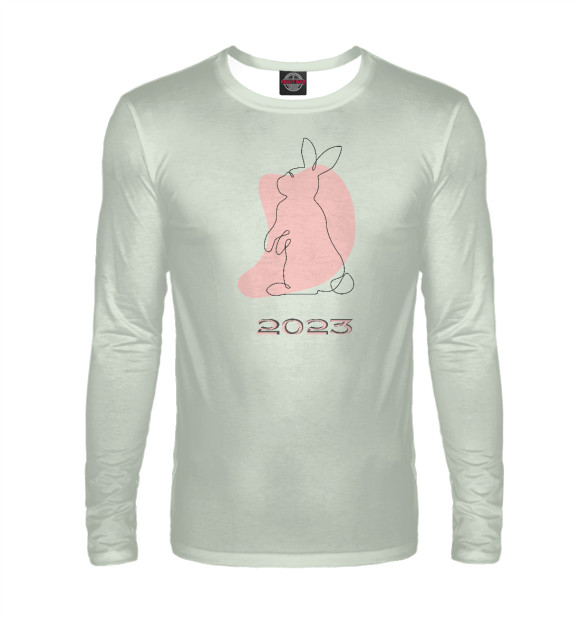 Мужской лонгслив с изображением Милый кролик 2023 цвета Белый