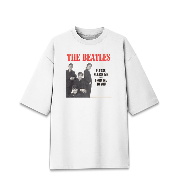 Женская футболка оверсайз с изображением The Beatles - Please Please Me цвета Белый