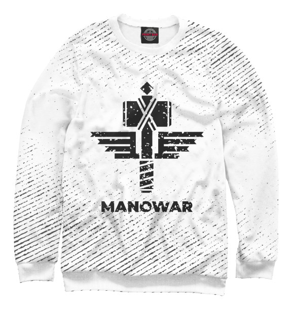 Мужской свитшот с изображением Manowar гранж светлый цвета Белый