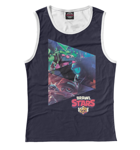 Женская майка с притом 8-Бит, Сту и Дэррил цвета Белый Женская майка с изображением 8-Бит, Сту и Дэррил цвета Белый