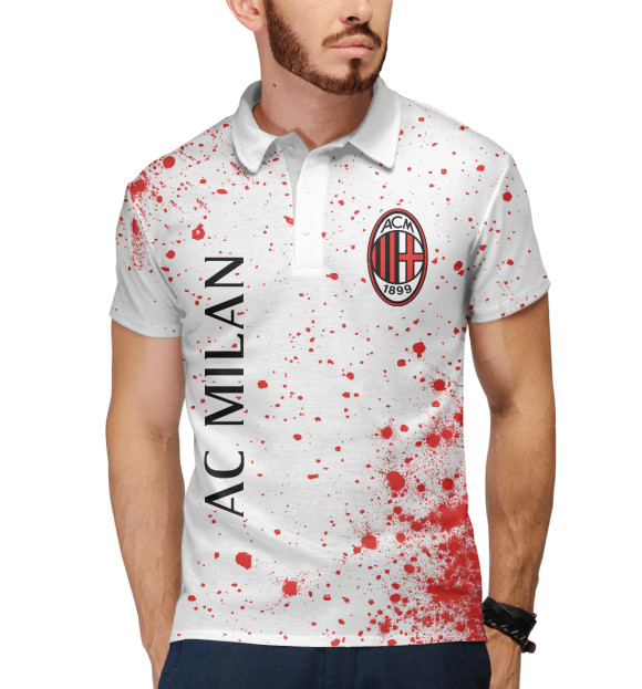 Мужское поло с изображением AC Milan / Милан цвета Белый