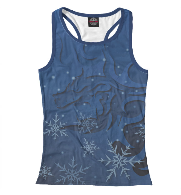 Женская майка-борцовка с притом Дракон ледяной цвета Белый Женская майка-борцовка с изображением Дракон ледяной цвета Белый