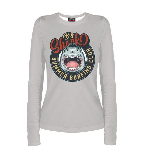 Женский лонгслив с изображением Акула цвета Белый