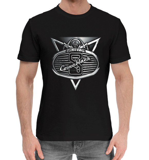 Мужская хлопковая футболка с изображением Scorpions цвета Черный